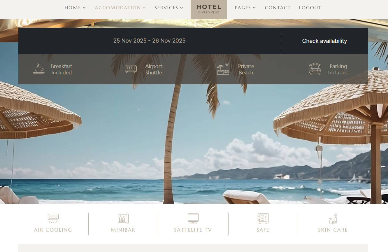 Hotel Divi Child Theme created by Divi.Expert
